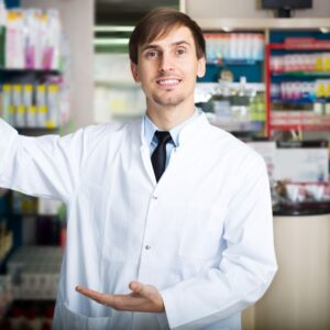 Male pharmacist smiling